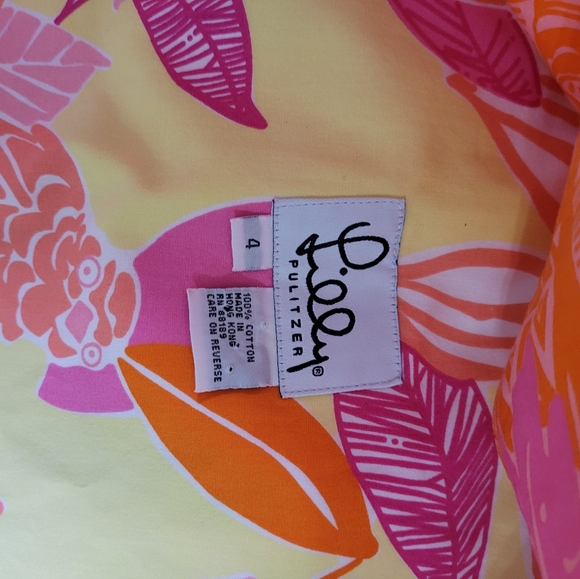 Lilly Pulitzer Pacific Wing Parrot Yellows Pinks Riverside Skirt Sz 4 - Picture 12 of 12